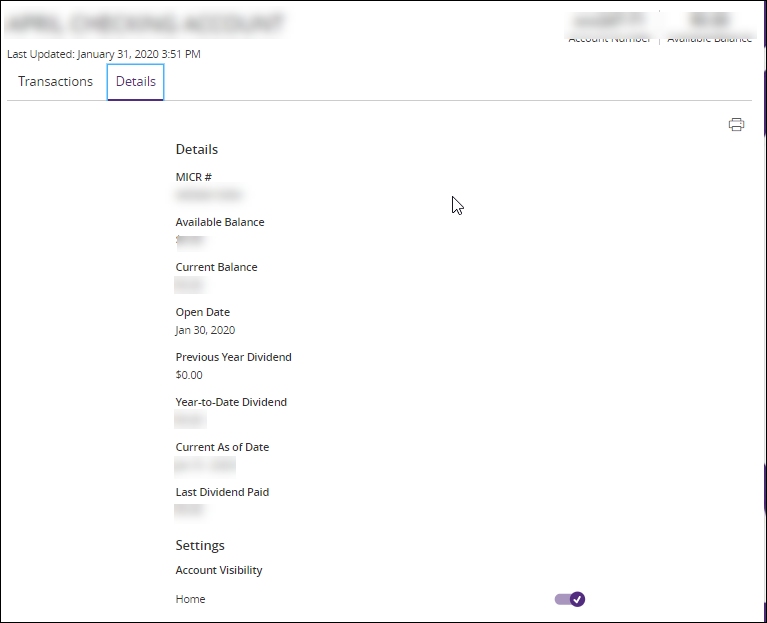 Asian Bank Corporation Online Account Details tab screenshot